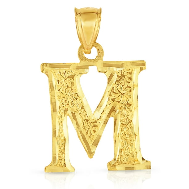 Floreo 10K Yellow Gold Pendant Letter A-Z Personalized Alphabet Initial Name Monogram with optional 18 Inch Necklace Floreo 10K Yellow Gold Pendant Letter A-Z Personalized Alphabet Initial Name Monogram with optional 18 Inch Necklace